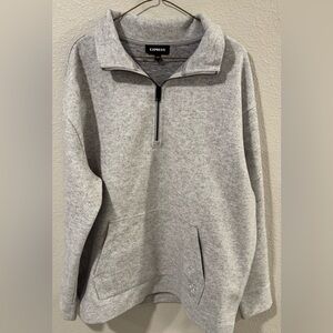 Express Men's Heather Gray Zip-Up Sweater